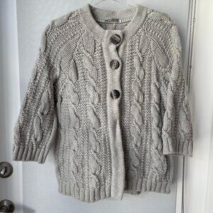 Franco Ziche 100% Lambswool Cable Knit Cardigan – Size 46 – Made in Italy